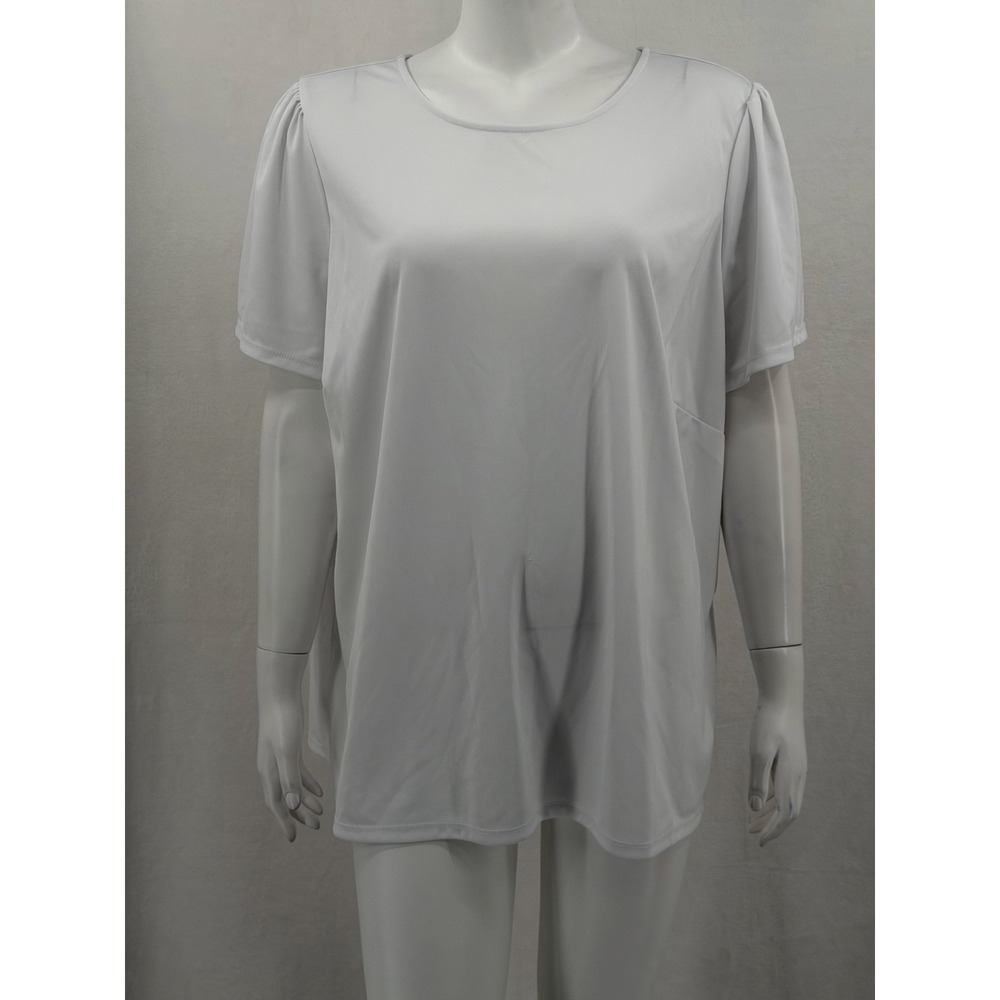 Worthington Top Womens 2X White Puff Sleeve Staple Dressy Office Minimalist Work